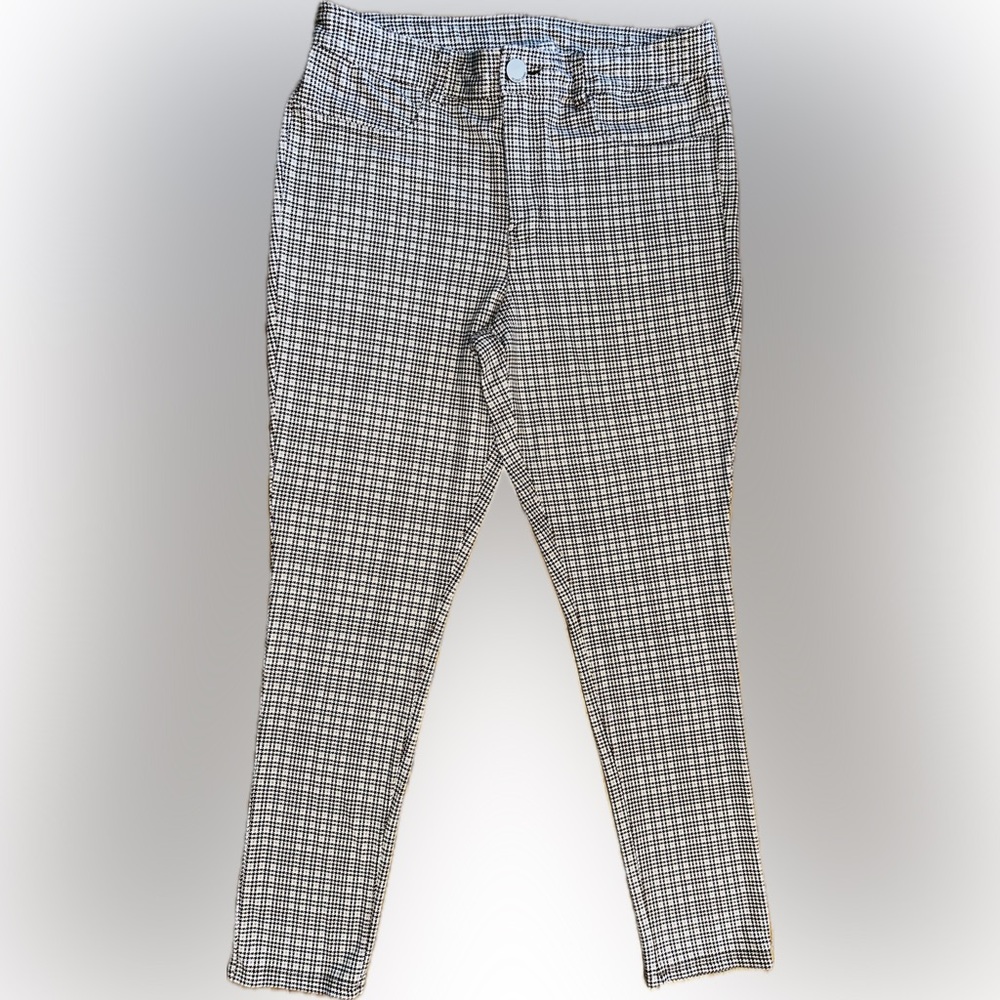 EUC Seven7 SZ 12 brown/white/cream houndstooth print jegging, faux front pockets - Picture 2 of 4